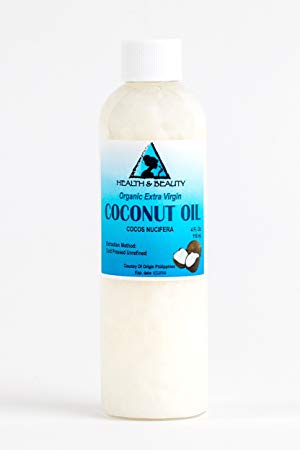 Coconut Oil Extra Virgin Organic Unrefined Cold Pressed Raw Pure 4 oz