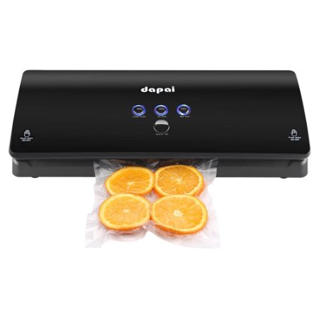 DAPAI Multifunctional Vacuum Sealer with 3 Sealing Functions (Vacuum, Non-Vacuum, Air Suction) and Automatic Shut Off Safety Assurance (Black)