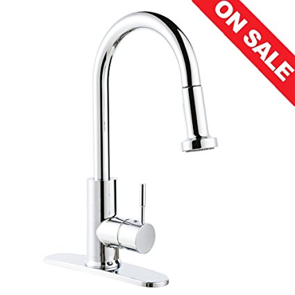 BOHARERS Kitchen Sink Faucets with Sprayer Stainless Steel Single Handle Spot Resist, Polished Chrome