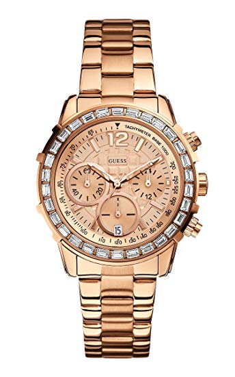 GUESS Women's U0016L5 Dazzling Hi-Energy Rose Gold-Tone Chronograph Sport Watch with Genuine Crystal Accents