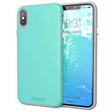 iPhone Xs Max Case, Crave Dual Guard Protection Series Case for Apple iPhone Xs Max (6.5 inch) - Mint/Grey