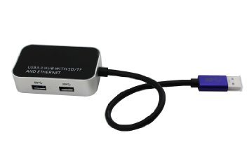 FanTEK 3 in 1 2-Port USB 3.0 HUB with RJ45 10/100/1000M Gigabit Ethernet Adapter Network Converter and SD TF Card Reader Connector