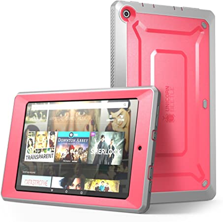 SupCase Fire HD 8 Case, [Heavy Duty] Case for 2015 Release Amazon Fire HD 8 Tablet 5th Generation [Unicorn Beetle PRO Series] Rugged Hybrid Protective Cover w Builtin Screen Protector (Pink/Gray)
