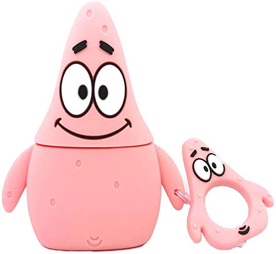 Airpods Case, 3D Cute Cartoon Airpods Cover Soft Silicone Rechargeable Headphone Cases,Shockproof Protective Premium Silicone Cover and Skin for Apple AirPods 1st/2nd Charging Case (Patrick Star)