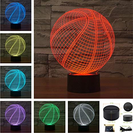 Basketball Colorful Sport Patterns Acrylic Visual Touch Table Lamp Bar Art Decor USB 3D LED Desk Night Light 3D-TD232