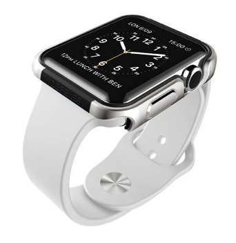 X-Doria 42mm Apple Watch Case (Defense Edge) Premium Aluminum and TPU Bumper Frame (Silver)