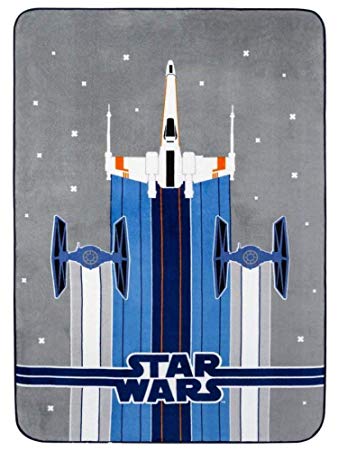 Star Wars Plush Throw Blanket Blue X-Wing Starfighter 62 inches (L) x 90 inches (W)