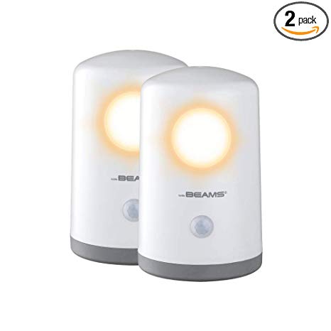 Mr Beams MB750A-WHT-02-00 Amber LED Stand Anywhere Light Night, White, 2 Each