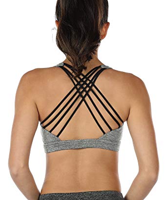 icyzone Sports Bras for Women - Activewear Strappy Padded Workout Yoga Tops Bra