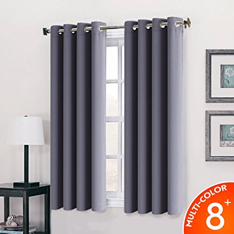 Balichun Blackout Curtains 63-Inch Set of 2 Panels, Thermal Insulated Solid Grommets Curtains for Living Room(Each Panel 52 by 63Inch,Gloomy Gray)