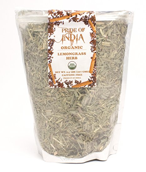 Pride Of India - Organic Dry Indian Lemongrass Herb - Fine Cut & Sifted, Half Pound (8oz) Pack