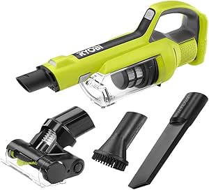 RYOBI ONE  18V Cordless Hand Vacuum with Powered Brush (Tool Only) Black Green (PCL700B) (Renewed)