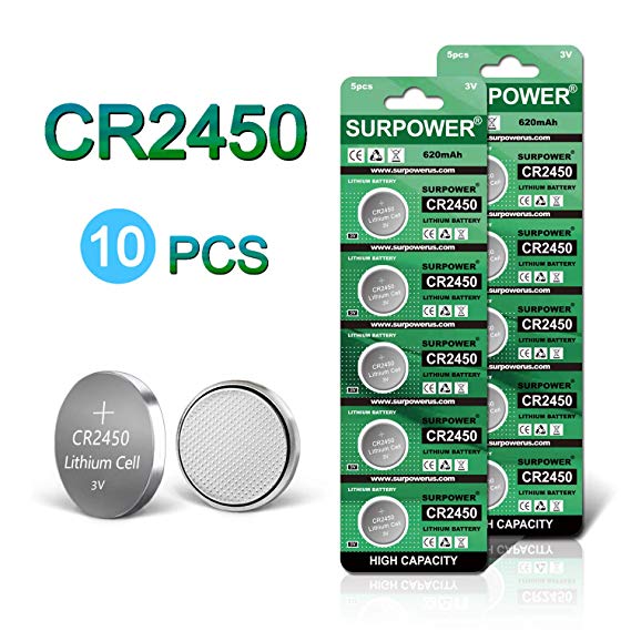 SURPOWER CR2450 3V Lithium Battery-10 Pack