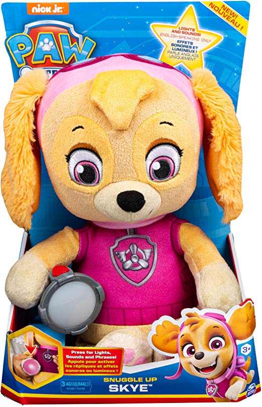 PAW Patrol Skye Plush Stuffed Animal with Light Up Flashlight and Lullaby Sounds, Fun and Playful Toy Buddy for Girls and Boys, Travel Friendly, Safe for Ages 3 and Up