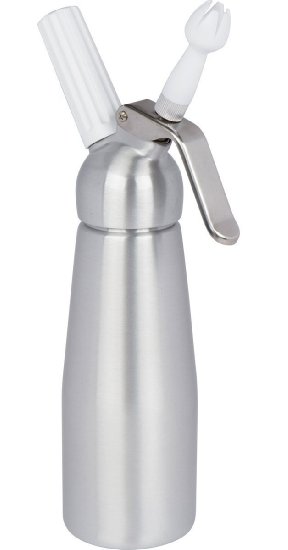 Artisan Whipped Cream Dispenser (1-Pint), Cream Whipper with Decorating Nozzels - Uses Standard N20 Cartridges - Silver Canister and metal top (500ML)