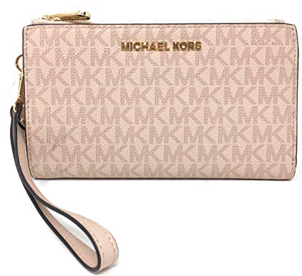 Michael Kors Jet Set Travel Double Zip Wristlet - Signature PVC (Ballet)