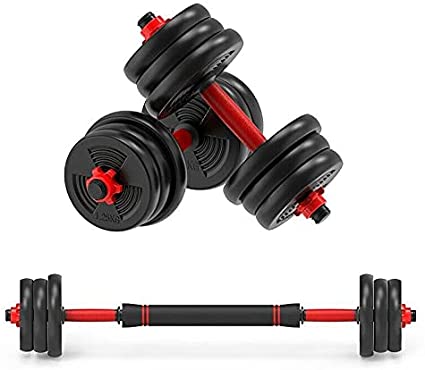 20kg Adjustable Dumbbells Set - Free Weights Dumbbell Handle Bars Pair and Barbell Joiner Bar - Weight lifting Fitness Home Gym Training