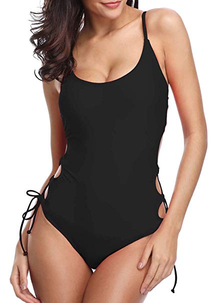 Taylover Women's Lace Up One Piece Swimsuit Side Tie One Piece Bathing Suits Swimsuits