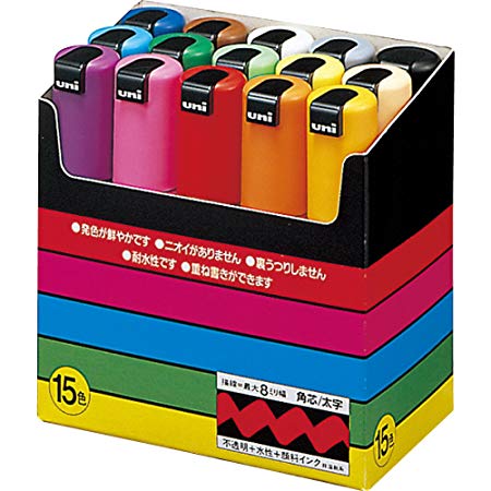 Mitsubishi Pencil Co., Ltd. Uni-POSCA PC8K15C Paint Marker Pen Bold Point Set of 15 (Japan Import)
