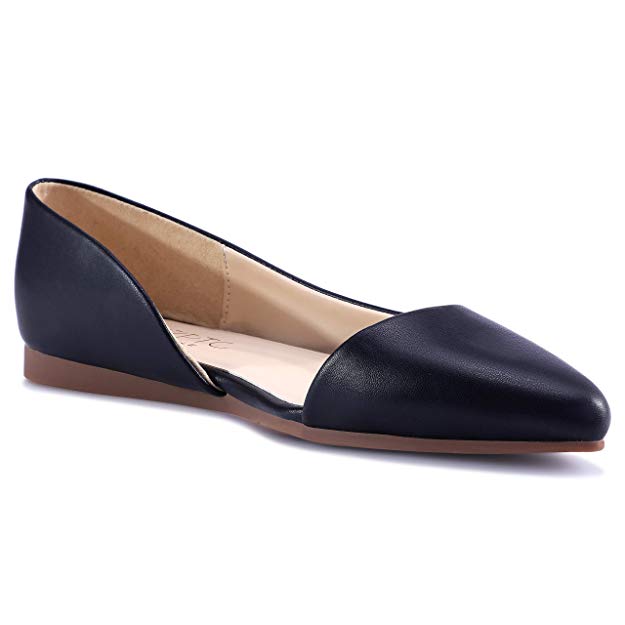 HSYZZY Women Flat Shoes Leather Slip On Comfort Casual Pointed Toe Ballet Flats