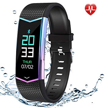 Fitness Tracker Color Screen, Waterproof Activity Tracker Smart Watch with Blood Pressure Heart Rate Monitor, Smart Wristband with Sleep/Step/Calorie Pedometer, Smart Bracelet for Women Kids Men