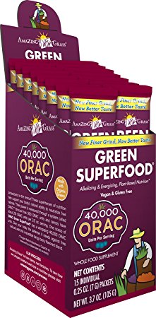 Amazing Grass Green SuperFood ORAC, Box of 15 Individual Servings, 0.25 Ounces