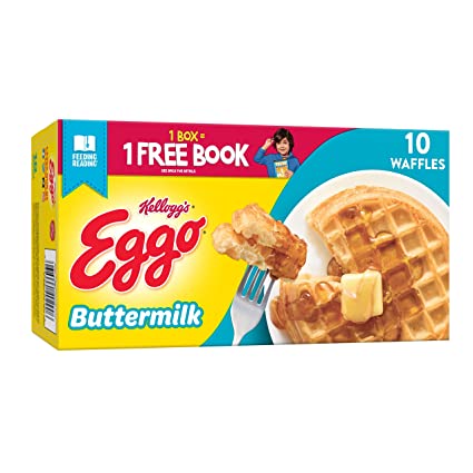 Kellogg’s Eggo, Frozen Waffles, Buttermilk, Easy Breakfast, 12.3 oz Box (10 Count)