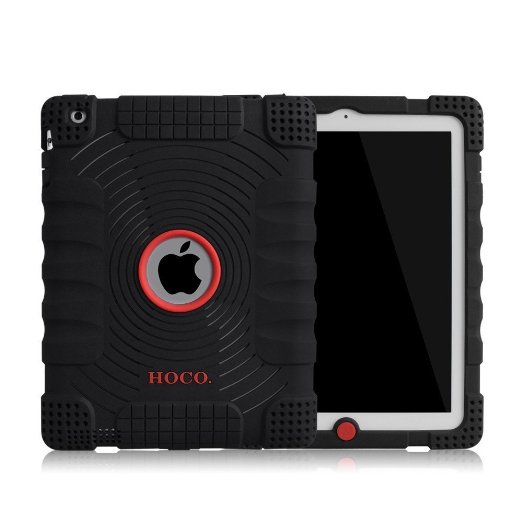 Honeycase Extreme-Duty Military Transformer Hybrid Shockproof and Drop Rresistance Anti-slip Soft Silicone Case Cover for iPad 2  for iPad 3  for iPad 4 Black