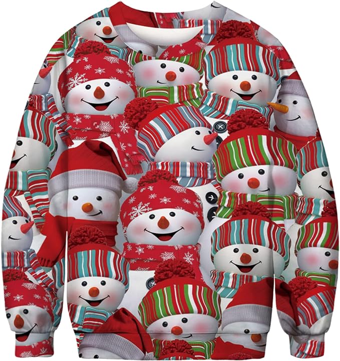 Honeystore Unisex Ugly Christmas Sweatshirt Funny Design Pullover Sweater Shirt