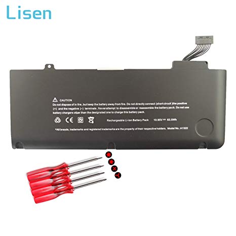 Lisen Laptop Battery Replacement for Apple A1322 A1278,MacBook Pro 13 inch(2012 2011 2010 2009) MB990LL/A MD313LL/A MB991LL/A MC374LL/A MC375LL/A MD101LL/A MD102LL/A MC700LL/A MD314LL/A MC724LL/A