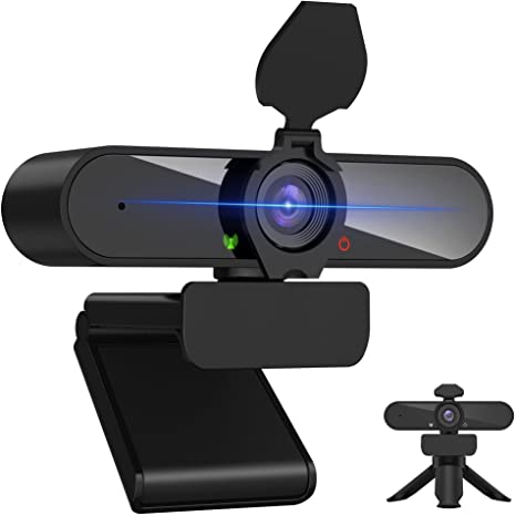 2K Webcam with Microphone and Privacy Cover, QHD 30fps USB 3.0 Computer Camera with Auto Light Correction, Plug and Play, for Zoom/Skype/Teams/OBS/Facetime, PC Mac Laptop Desktop