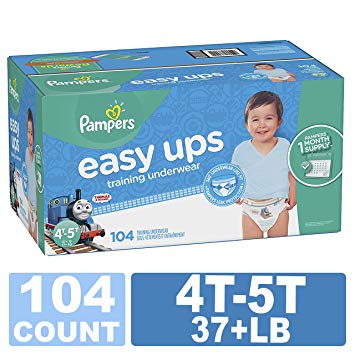 Pampers Easy Ups Training Pants Pull On Disposable Diapers for Boys, Size 6 (4T-5T), 104 Count, ONE Month Supply