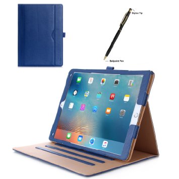 Apple iPad Pro Case - ProCase Leather Stand Folio Case Cover for 2015 Apple iPad Pro 12.9 inch, with Multiple Viewing angles, auto Sleep/Wake, Document Card Pocket (Navy Blue)