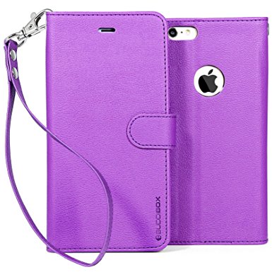 iPhone 6 Case, BUDDIBOX [Wrist Strap] Premium PU Leather Wallet Case with [Kickstand] Card Holder and ID Slot for Apple iPhone 6, (Purple)