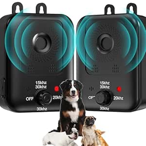 Anti Barking Devices, 2 Pack Auto Barking Control Devices with 3 Modes, Rechargeable Ultrasonic Dog Bark Box Barking Deterrent Devices, Effective Stop Barking Dog Devices for Indoor & Outdoor Use