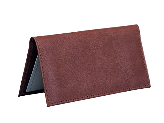 Dwellbee Leather Checkbook Cover with Register Holder and Carbon Copy Divider (Buffalo Leather)