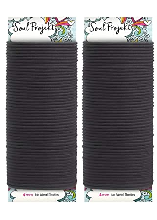 Soul Projekt Hair Ties 100 Pack 4mm/Excellent Multipurpose Bobbles, No Metal, Tough Elastic Hair Bands for all Hair Types, Pigtails, Plaiting, Ponytails & Buns for School, Work or Gym