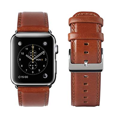 yearscase 42MM Retro Vintage Genuine Leather iWatch Strap Replacement Compatible Apple Watch Band Series 3 Series 2 Series 1 Nike  Hermes&Edition - Reddish Brown