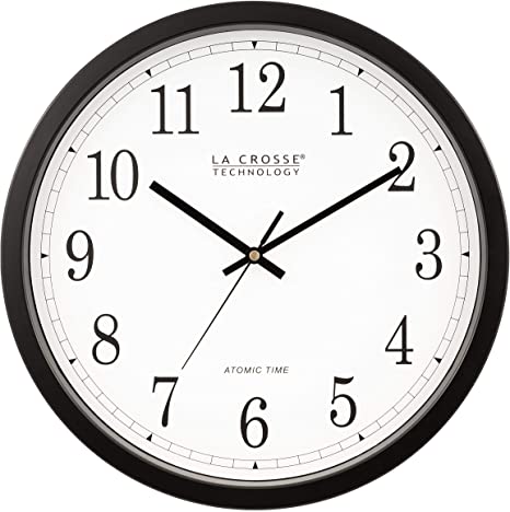 La Crosse Technology WT-3143A-INT 14-Inch Atomic Wall Clock, Black
