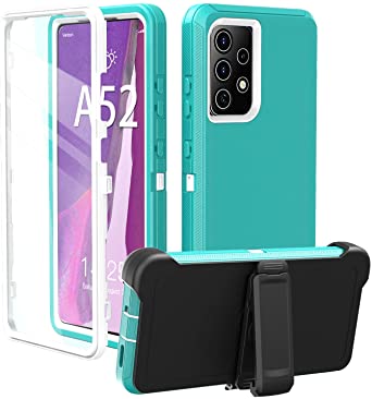 A52 Case,Phone Case for A52 5g,Galaxy A52 5g Case, Heavy Duty Case for Samsung A52 5g, Rugged for A52 5g Case with Kickstand, Galaxy Case for A52 5g(Teal-White)
