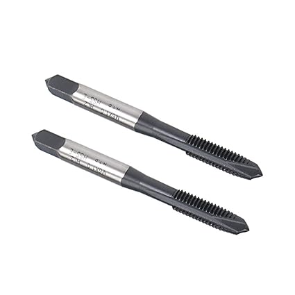 uxcell M6 x 1.0 Spiral Point Threading Tap, H2 Tolerance High Speed Steel TICN Coated, Round Shank with Square End, Metric Screw Taps Tapping Bit for Machinist Thread Repair, 2pcs