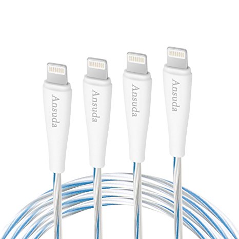 iPhone Charging Cords,4Pack 1ft 3ft 5ft 6ft Lightning Cable to Ansuda USB Charge data lines for iPhone 7 / 7 Plus / 6s / 6s Plus / 6 / 6 Plus / 5 / 5s / 5c, iPad mini /Air /Pro iPod touch (White)