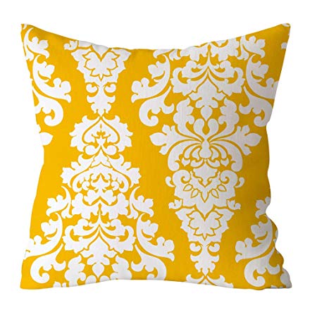 Pillowcase Hurrybuy Yellow Throw Pillow Case Arrow Quatrefoil Accent Trellis Chain Pillow Cover Modern Cushion Cover Square Decoration for Sofa Bed Chair 18 x 18 Inch