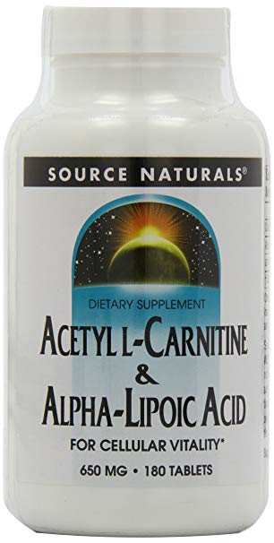 Source Naturals Acetyl L-Carnitine & Alpha-Lipoic Acid 650mg - 180 Tablets