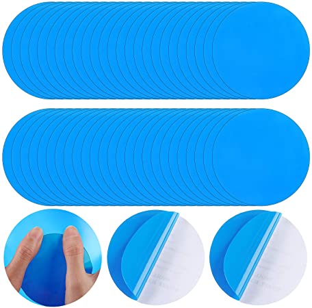 Round Self-Adhesive PVC Repair Patches, Vinyl Pool Liner Patch Boat Repair Vinyl Rubbers for Inflatable Boat Raft Kayak Canoe (Blue,50 Pieces)