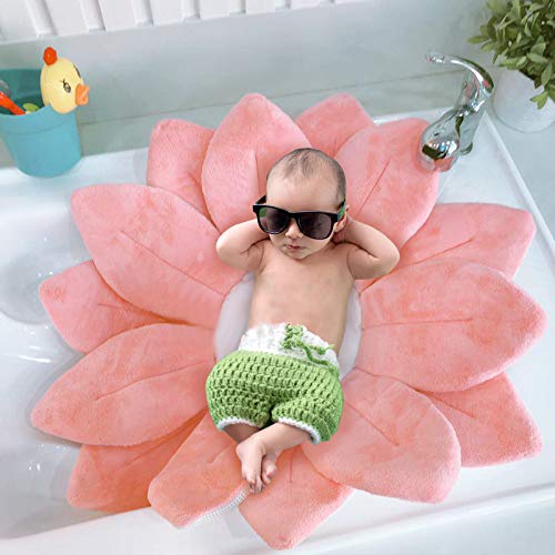 Baby Bath Flower Shape Bath Support - Pink Soft Baby Bath Louts Use for Sink or Bathtub