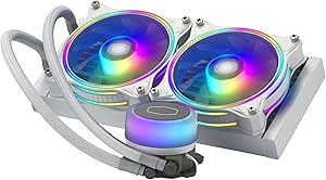 Cooler Master MasterLiquid ML240 Illusion White Edition CPU Liquid Cooler - AIO Water Cooling System, 2 x 120mm ARGB Halo Fans, 240mm Radiator, ARGB Controller Included - AMD and Intel Compatible