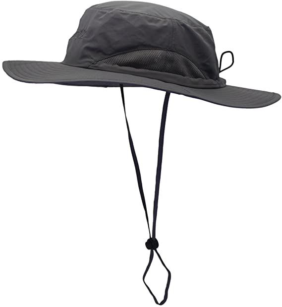Lvaiz Outdoor Men Sun uv Protection hat Wide Brim Waterproof Mesh Boonie Hat Packable Adjustable Fishing Cap