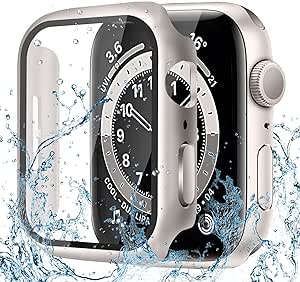 CAERMA Apple Watch用 ケース iWatch Series 9/SE2/SE/8/7/6/5/4 40mm対応 超薄型 アップルウォッチ用 ケース 防水 硬度9H 強化ガラス 高透過率 高耐久 耐衝撃 全面保護 Apple Watch用 カバー スターライト