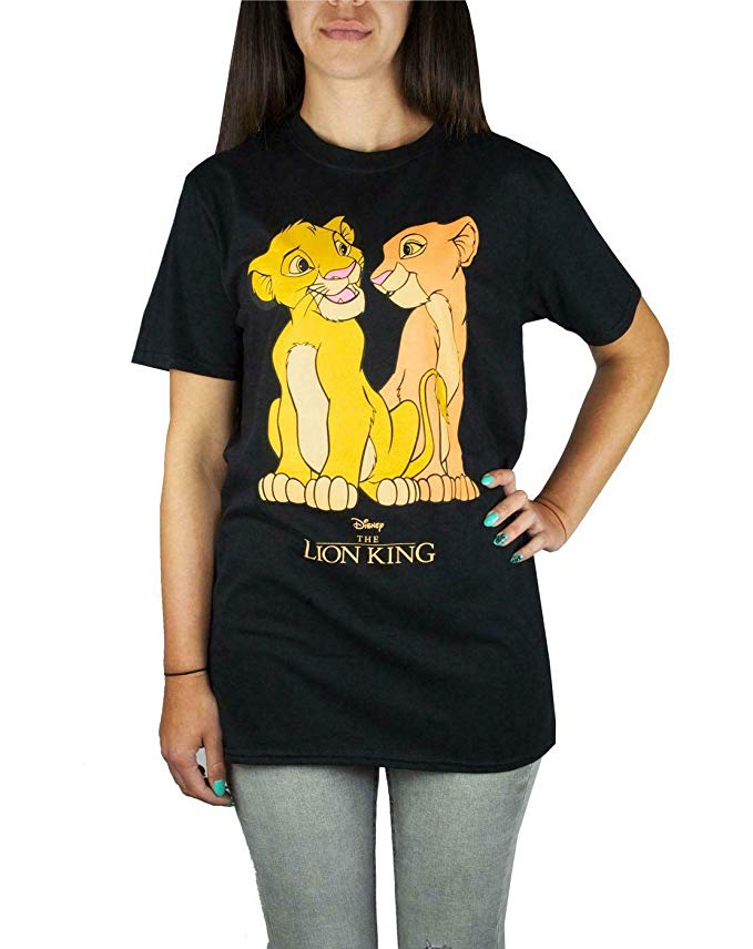 Lion King Disney The Simba and Nala Women's/Ladies Black T-Shirt